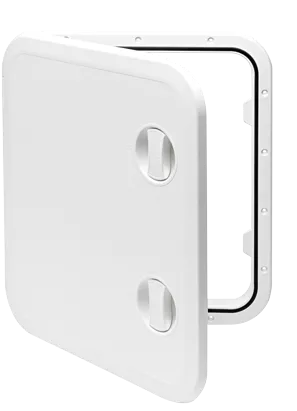 Allpa Plastic Hatch, 513x458mm, 2x Handle, 180°, White