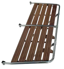 Allpa Stainless Steel Transom Platform With Teak Wood, 1500x550mm, 2x Outrigger, Tube Ø25mm