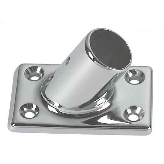 Foresti & Suardi Chromed Brass 60° Tilted Rectangular Pulpit Base Plate Ring for Ø22 mm Tube, 72x42 mm