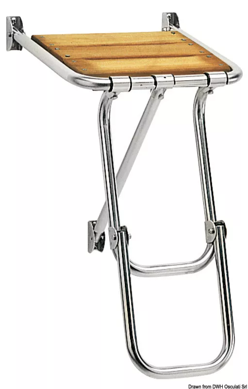 Osculati 48.420.09 - Mini Stern Platform with Iroko Deck, 34x36 cm, With 2-Step Folding Ladder