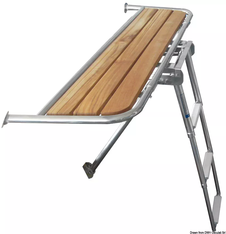 Osculati 48.443.04 - Stern Gangplank for Sailing Boats, Iroko Deck, 1310x600 mm