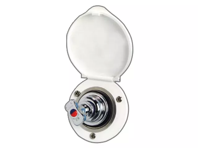 Osculati Deck-Mounted Stainless Steel Water Mixer in White Plastic Flange