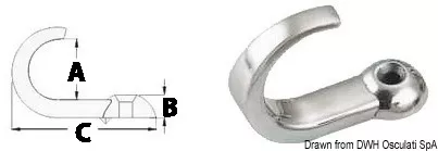Osculati Single-Screw Hook 15x5.7x35.8 mm 316 Stainless Steel - 38.301.08