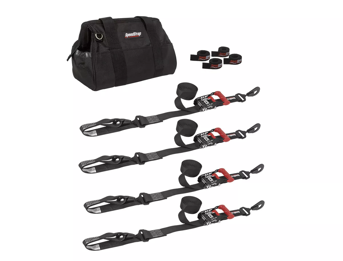Speedstrap 38 mm Heavy Duty Kit, Ratchet Tie-Down, Hook and Loop, 300 cm, Black