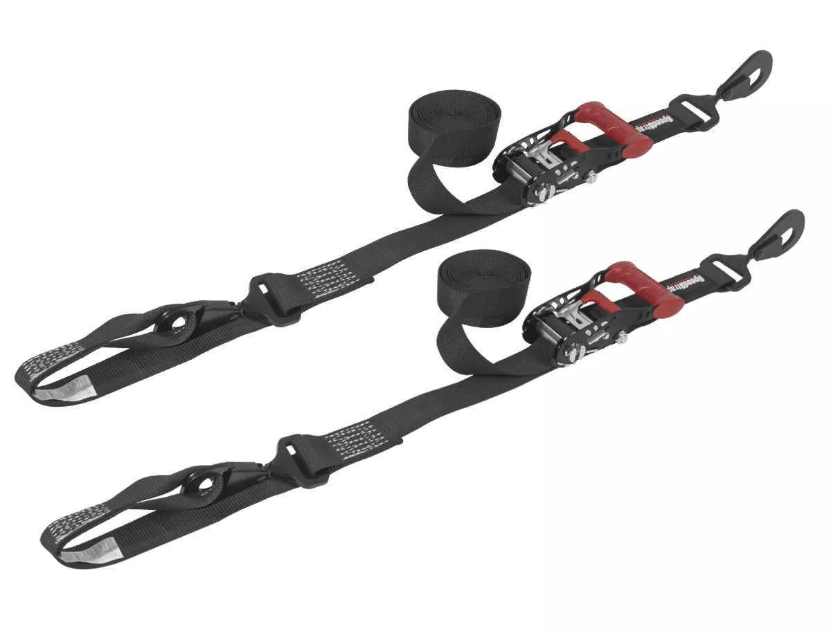 Speedstrap 38 mm Ratchet Tie-Down, Hook and Loop, 300 cm, Black, 2 Pieces