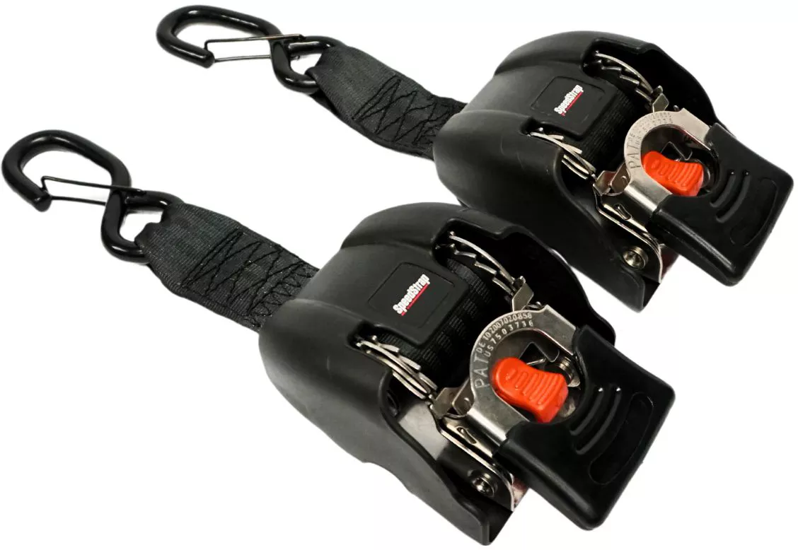 Speedstrap Tie-Down Automatic Retractable Tie-Down Straps, Stainless Steel Ratchet, 2 Pieces