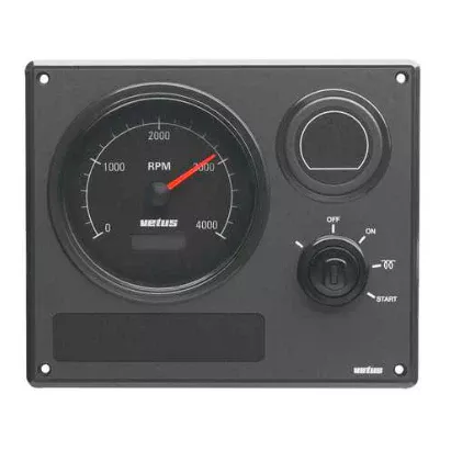 Vetus MP22KBS2D - Engine Panel MP22, 12V, 2 Black Instruments, (0-4000 RPM) - Suitable for Use with A Second Alternator, Second Generation